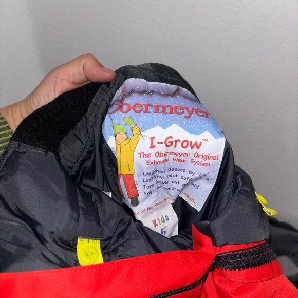Obermeyer Red and Black Kids Snow Overalls - Picture 3 of 5